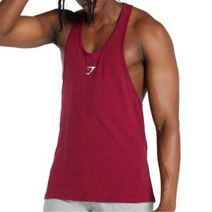 Gymshark Critical 2.0 Stringer Mens Medium M Burgundy Red Racerback Tank Top Gym